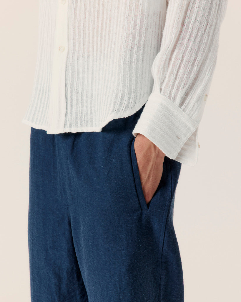 Sheer Stripe Linen Woven Shirt - COMMAS 