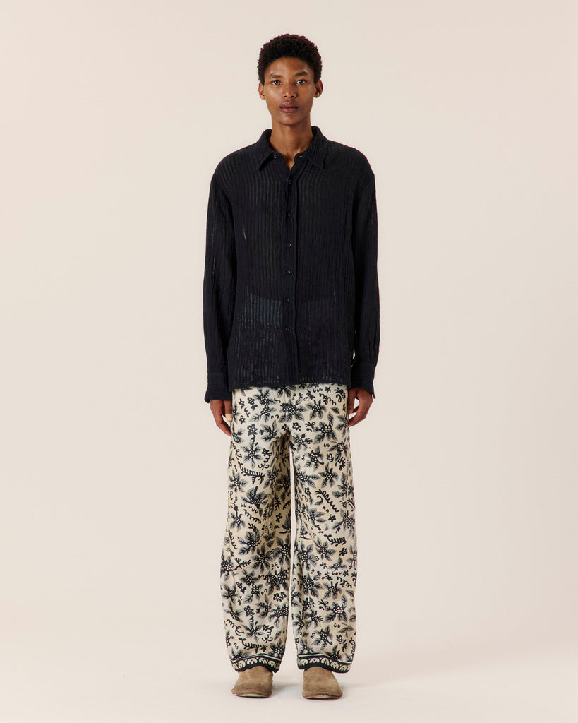 Sheer Stripe Linen Woven Shirt - COMMAS 