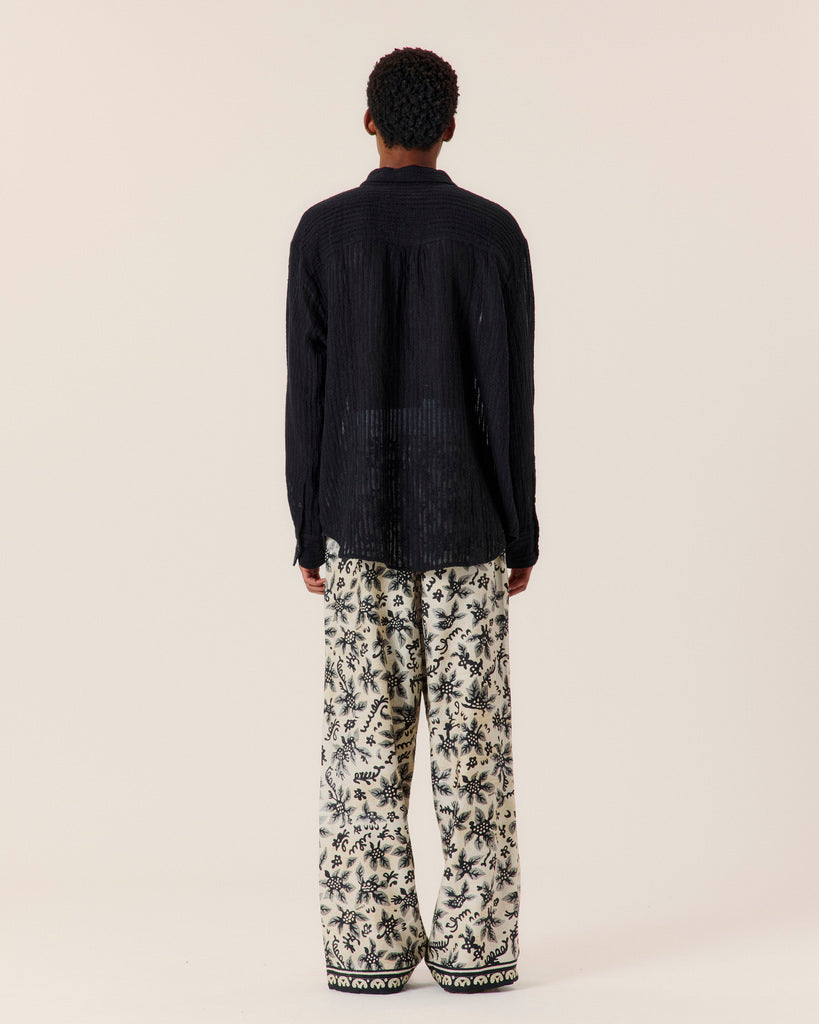 Sheer Stripe Linen Woven Shirt - COMMAS 