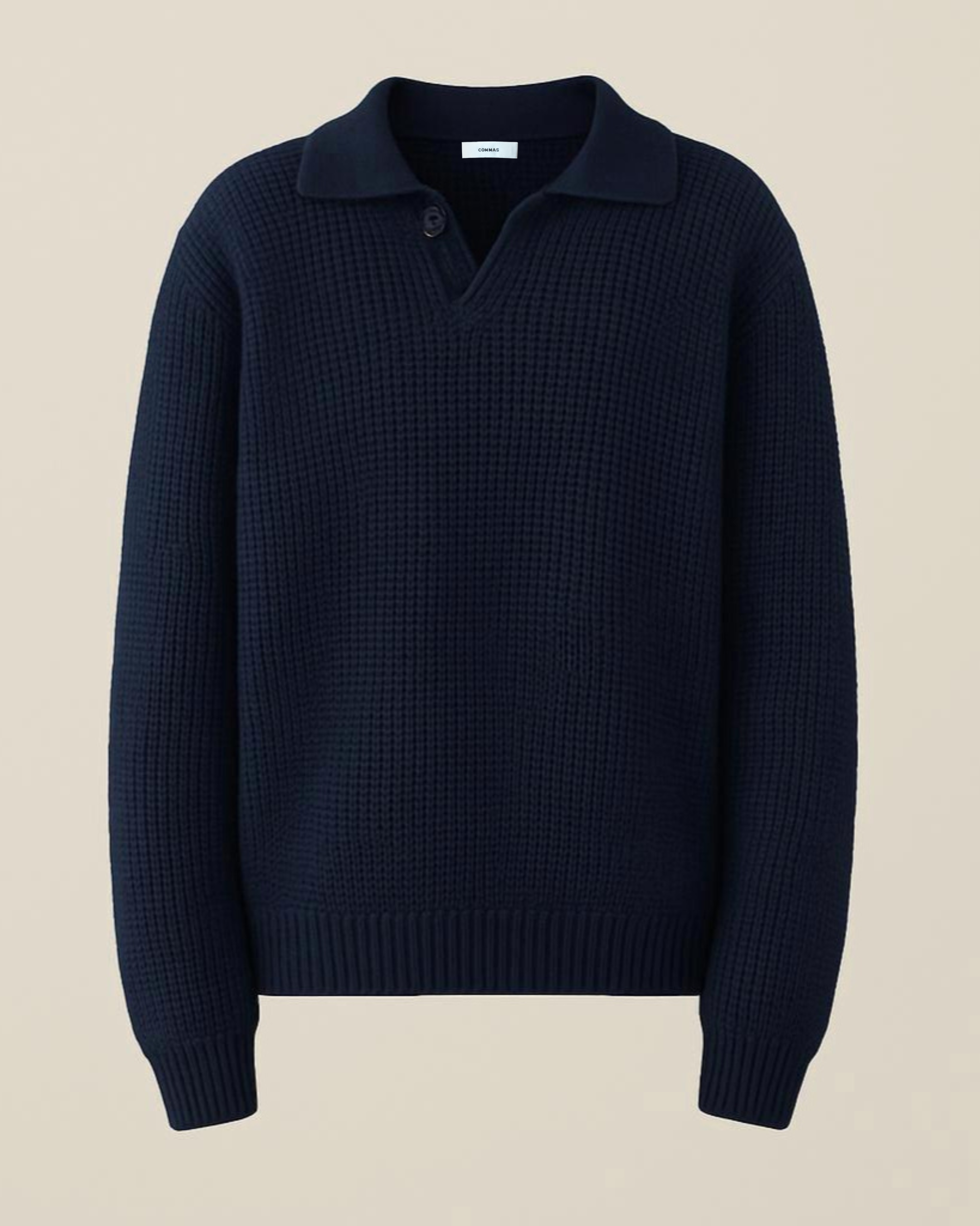 ghosted product image of the wool cashmere collared sweater in navy